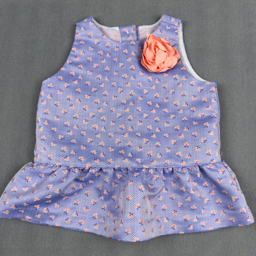 Janie and Jack Girls Blue Orange Floral Rosette Peplum Top‎ Easter 3 200352462